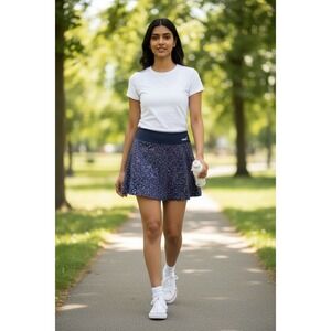 Puma Skort Womens XS Blue Floral Print Stretch Pull On Golf UPF 50+ Athletic